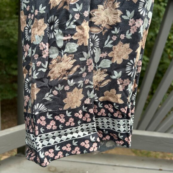 Cost Plus World Market Floral Straight Leg Pants - Black and Tan - Picture 7 of 9